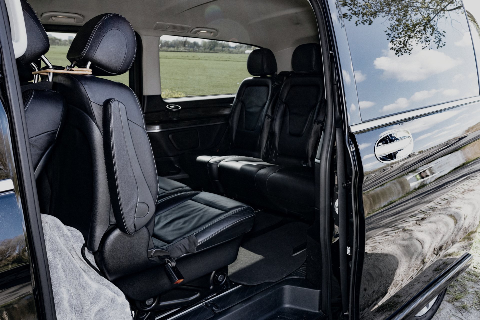 AmstelCab Mercedes-Benz EQV, Van Class, with the sliding door open